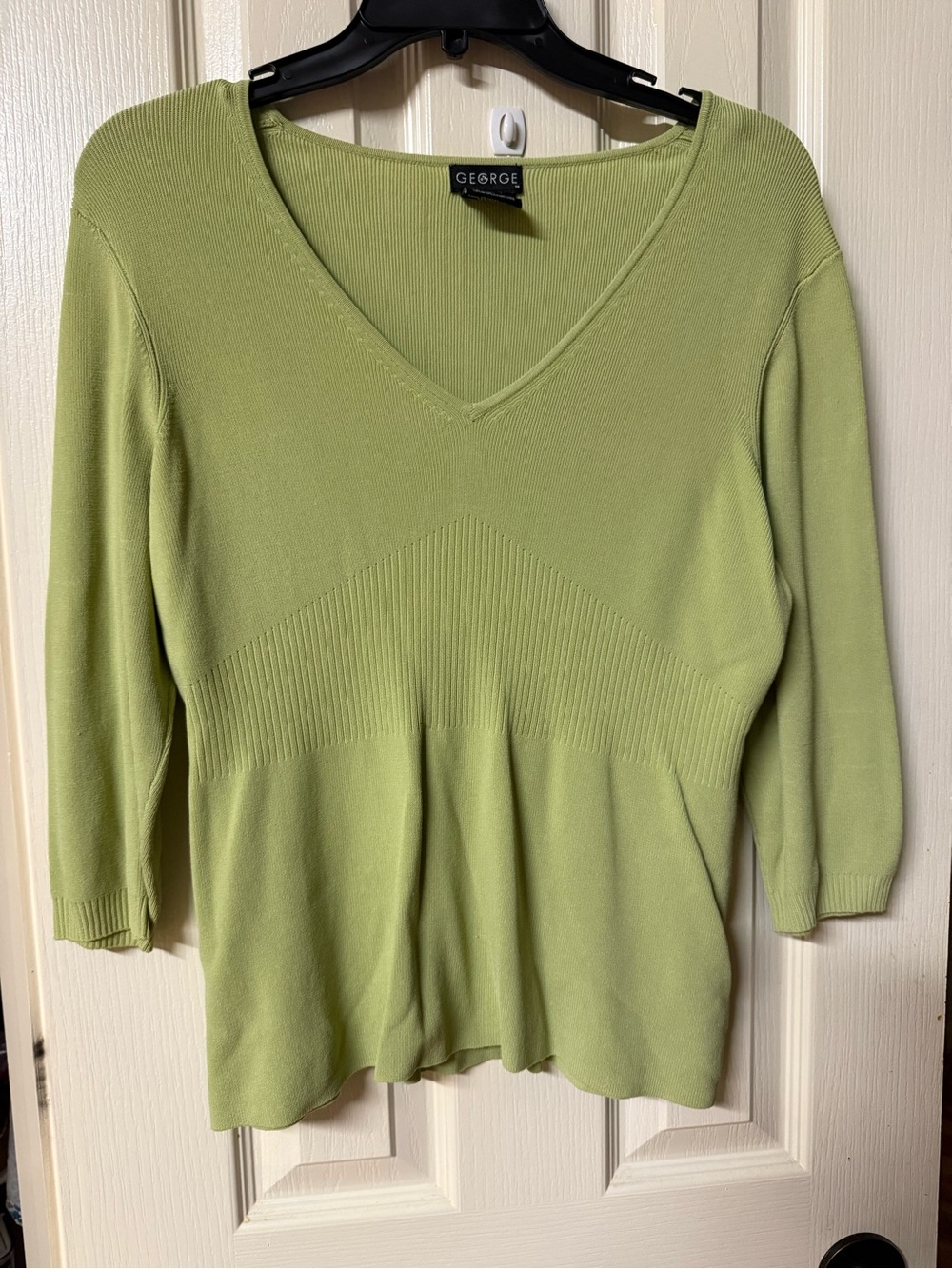 George Women's Lime Green V-Neck Sweater